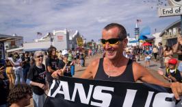 Richard Donovan Celebrating Finish of TransUSA Run
